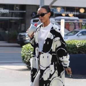 Farm Rio x Smiley World Black and White Women's Coat